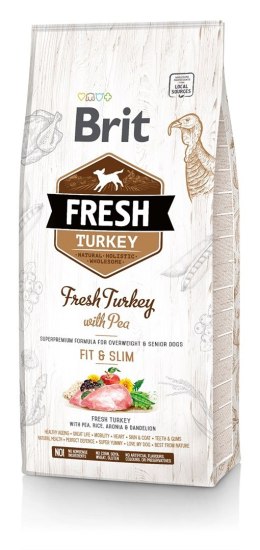 BRIT Fresh Turkey & Pea fit & slim - sucha karma z indykiem dla psów o niskiej aktywności i z nadwagą - 12 kg