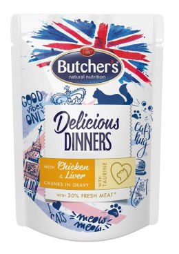 Butcher's Delicious Dinners Cat - mokra karma dla kota z kurczakiem i wątróbką w sosie - saszetka - 100 g