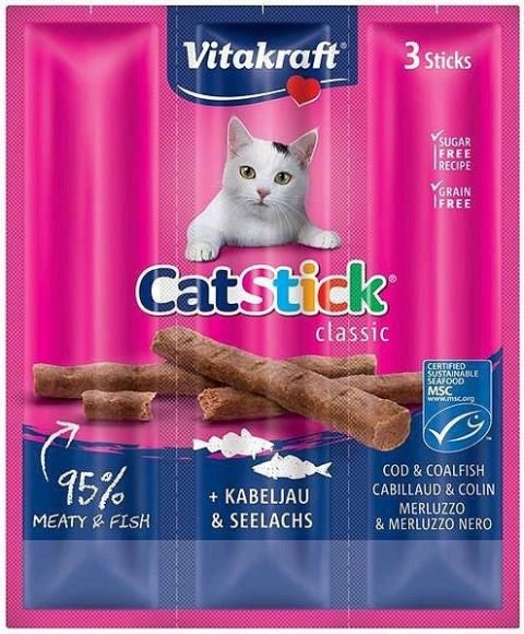 VITAKRAFT Cat Stick Mini - przysmak dla kota smak: dorsz/tuńczyk 3szt./18g