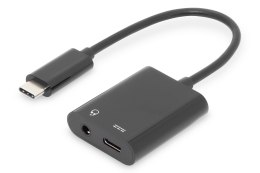 Kabel USB Typ C MiniJack 3.5mm + USB C czarny 20cm USB 3.1Gen.2 SuperSpeed+ 10Gbps